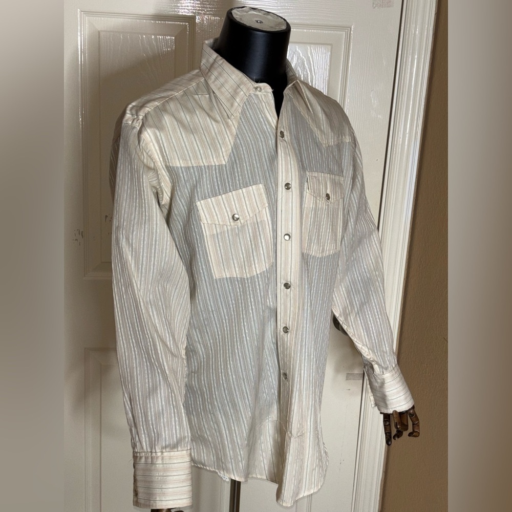 Vintage Sheplers Western Shirt Pearl Snap Long Sleeve Men 16.5-34 FAST SHIPPING​